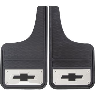 Plasticolor Mudflap Pair Moon Stainless Steel 12 in. x 23 in. Chevrolet Bowtie Logo (Universal)