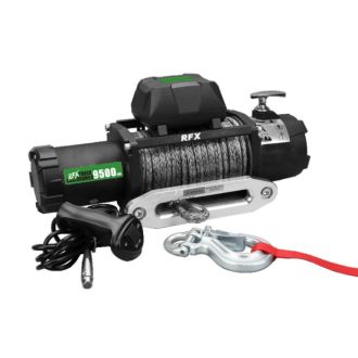 RFX Winch 9500lb w/5.5hp Series Wound 100ft Synthetic Rope and Aluminum Fairlead 