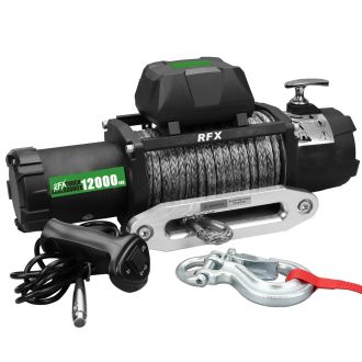 12000LB Winch 100ft Synthetic Rope 6.0hp Series Wound Motor Roller Fairlead