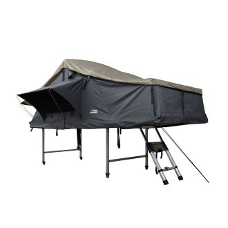 RFX 3+ Person Extended Soft Roof Top Tent - Dark Gray Base With Green Rain Fly & Black Cover