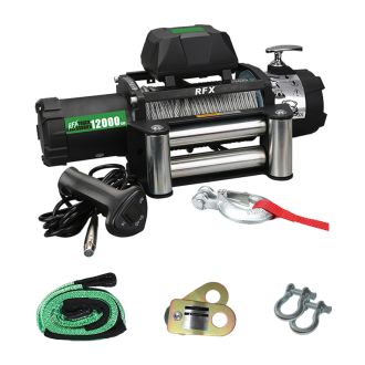 RFX 12,000 lbs Steel Rope Winch Recovery Starter Kit