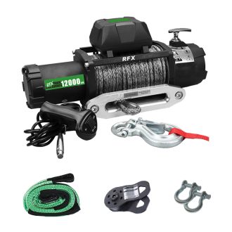 RFX 12,000 lbs Synthetic Rope Winch Recovery Starter Kit